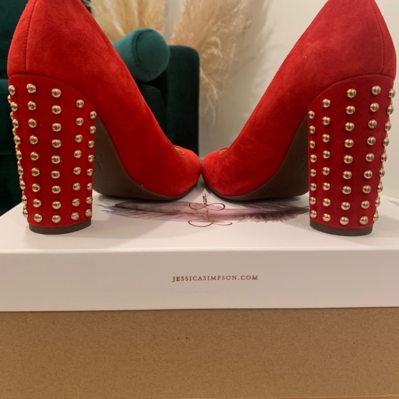 Jessica Simpson Lux Red Suede heels - Picture 4 of 5